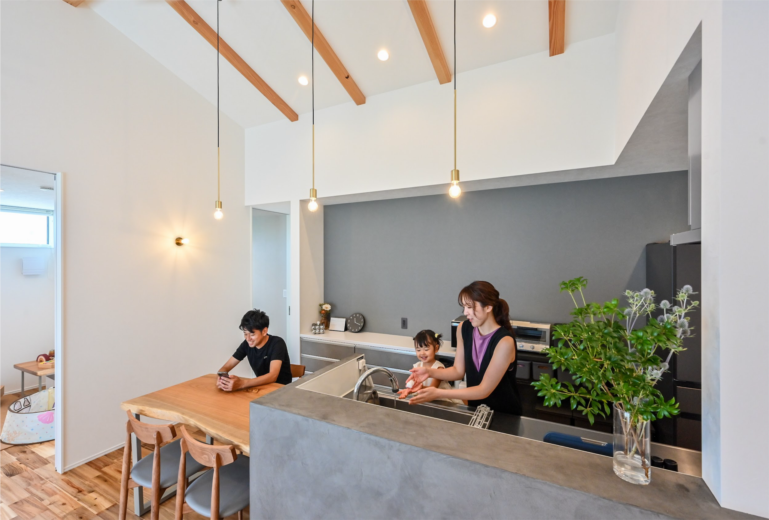 家事ラク回遊動線の平屋